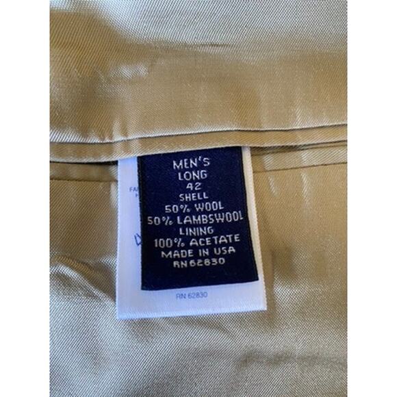 Lands End Blazer Jacket Men's Size 42L Black Brown Stripes Wood and Lambswool - Picture 3 of 10